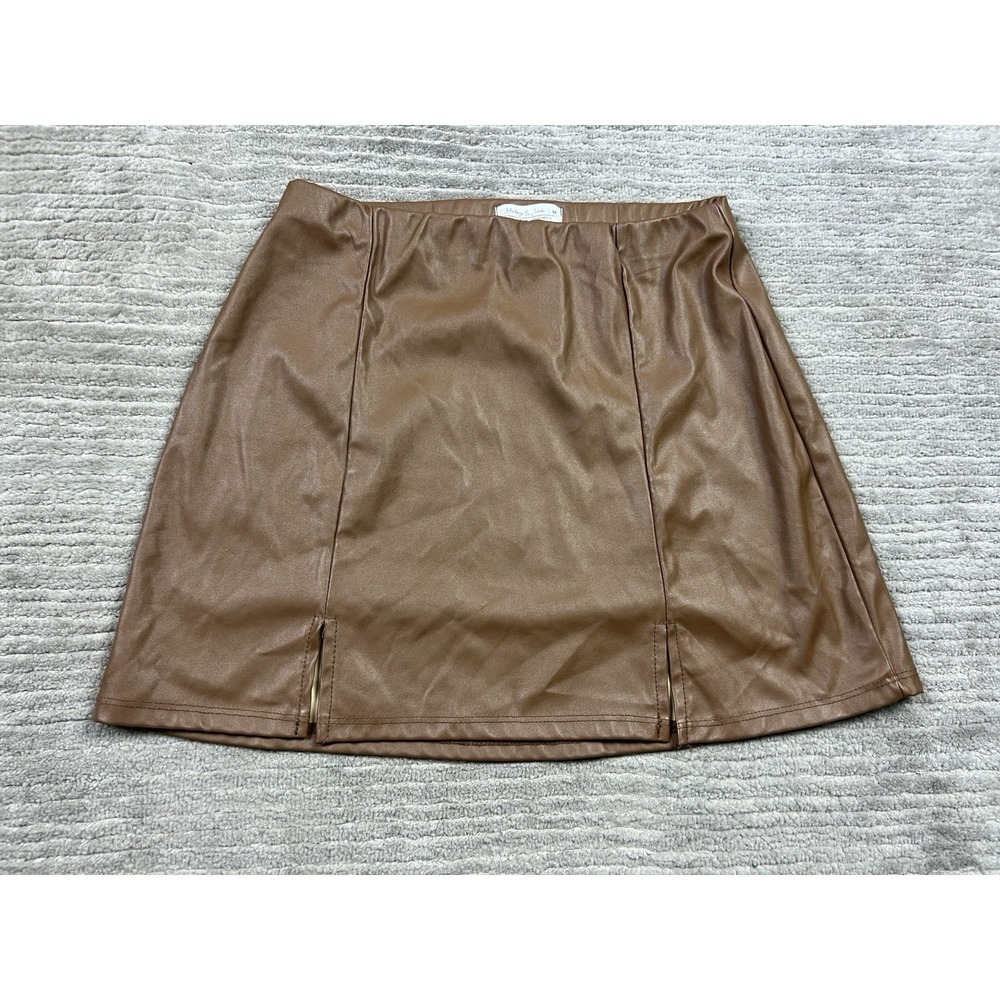 Haley & June Skirt Womens Medium Brown Faux Leather Polyester‎ Mini